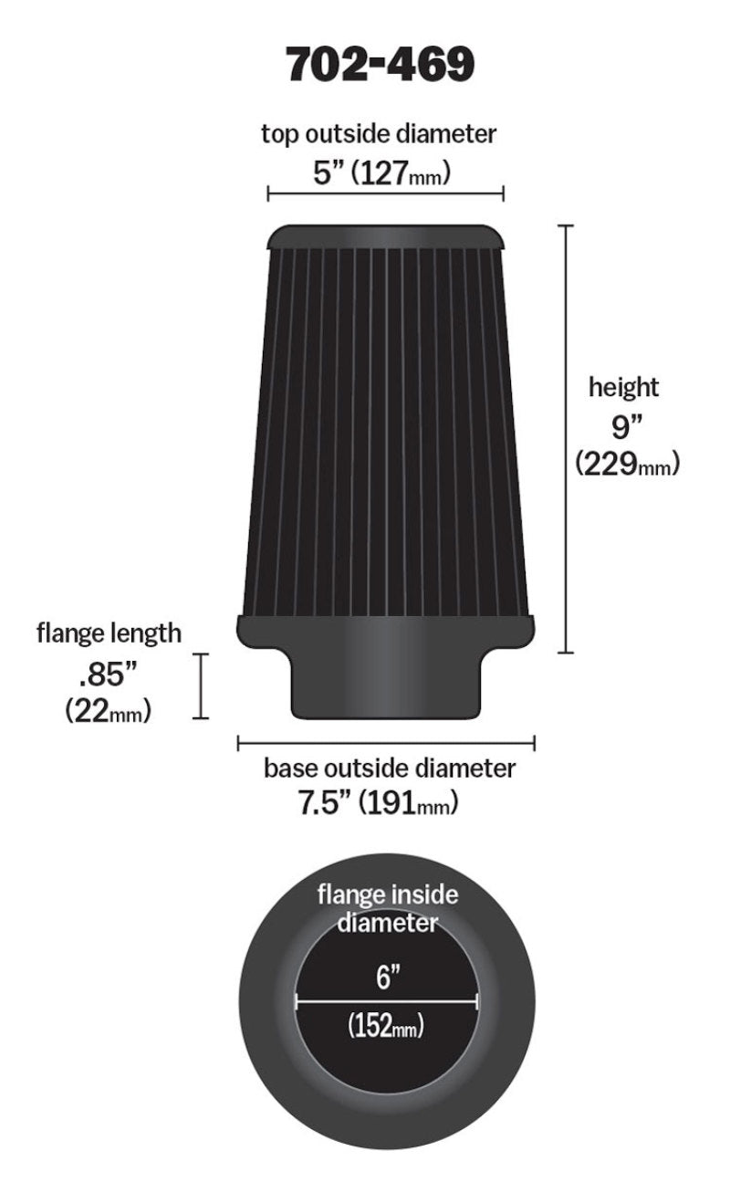 Airaid, Airaid Universal Air Filter - Cone 6 x 7 1/4 x 5 x 9 - Blue SynthaMax